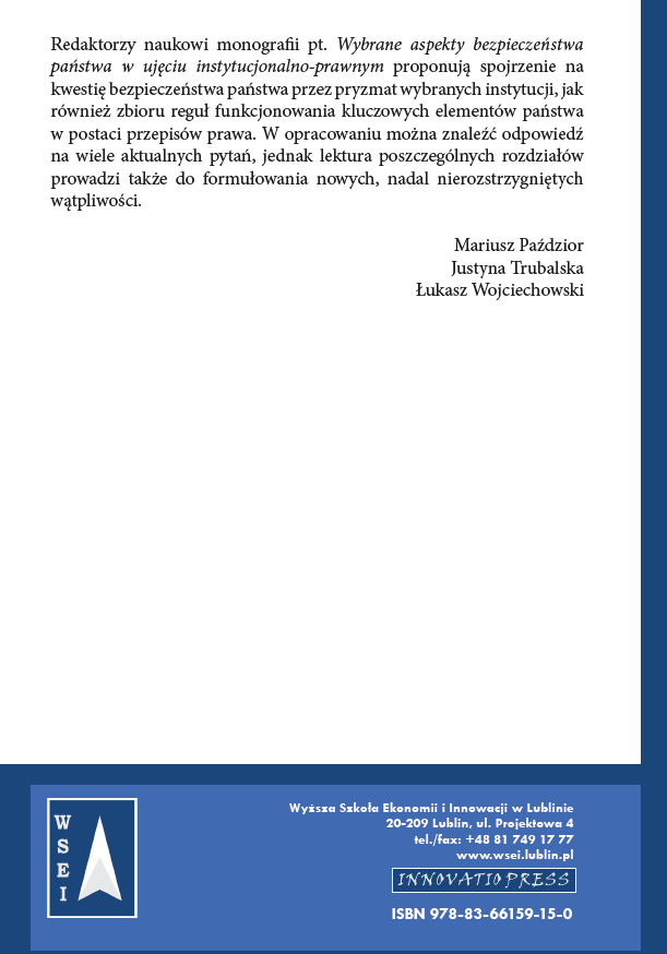 WYBRANE ASPEKTY BEZPIECZEŃSTWA PAŃSTWA W UJĘCIU INSTYTUCJONALNO-PRAWNYM - obrazek 7