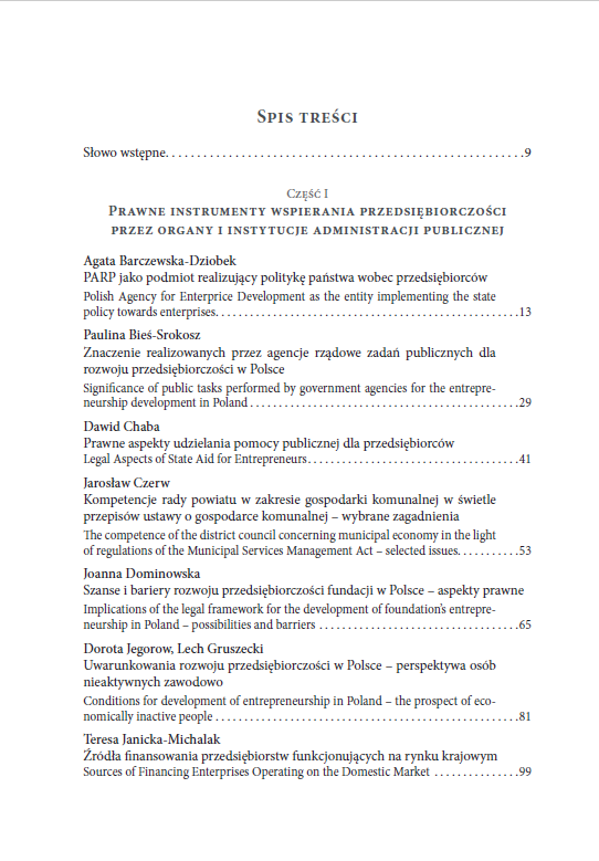 SZANSE I BARIERY ROZWOJU PRZEDSIĘBIORCZOŚCI W POLSCE - W UJĘCIU PRAWA PUBLICZNEGO ORAZ PRAWA PRYWATNEGO - obrazek 4