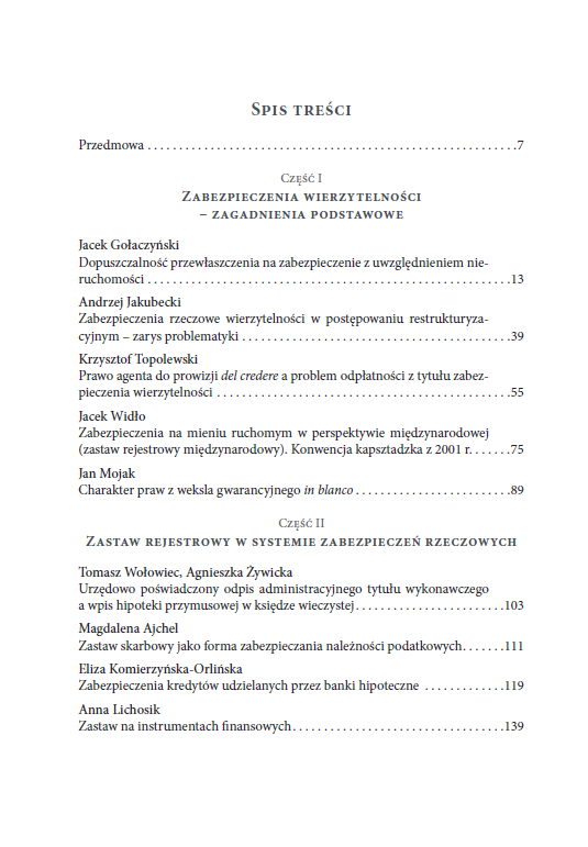 ZABEZPIECZENIA WIERZYTELNOŚCI W PRAWIE POLSKIM. W 20-LECIE PRZYWRÓCENIA ZASTAWU REJESTROWEGO - obrazek 4