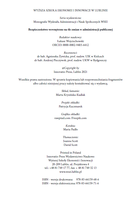 Bezpieczeństwo wewnętrzne na tle zmian w administracji publicznej (e-book) - obrazek 3
