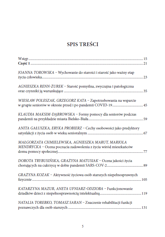 WIOSNA JESIENI. WYBRANE ASPEKTY SATYSFAKCJI ŻYCIOWEJ OSÓB STARSZYCH TOM 3 (otwarty dostęp) - obrazek 5