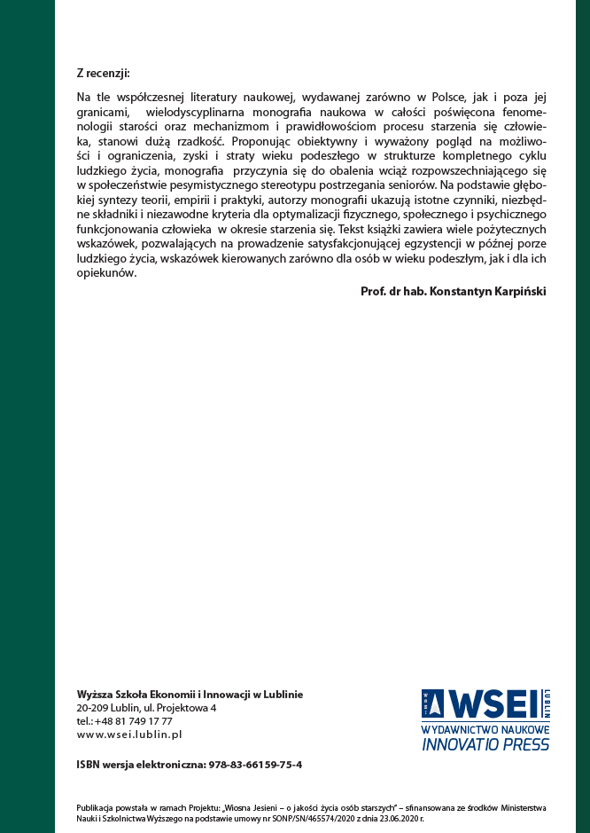 WIOSNA JESIENI. WYBRANE ASPEKTY SATYSFAKCJI ŻYCIOWEJ OSÓB STARSZYCH TOM 3 (otwarty dostęp) - obrazek 14