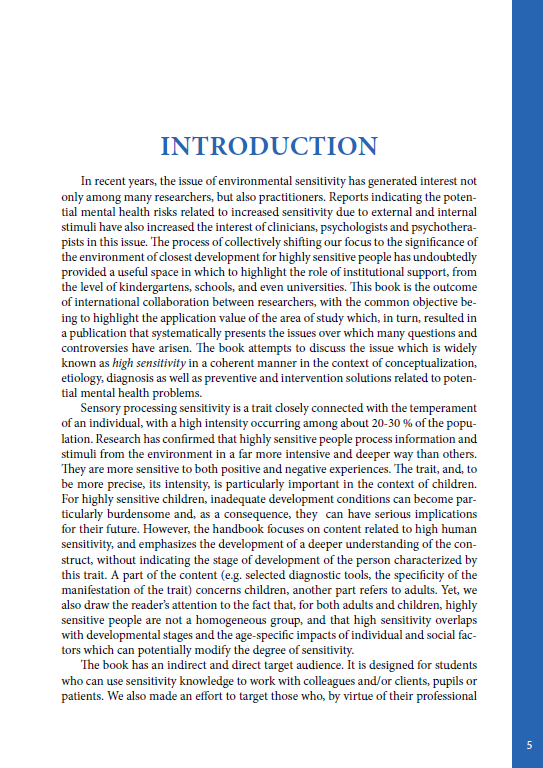 PSYCHOLOGICAL ASPECTS OF HUMAN HIGH SENSITIVITY: CONCEPTS - IDENTIFICATION - SUPPORT (e-book) - obrazek 6