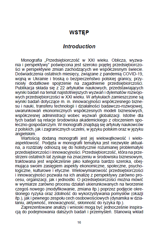 PRZEDSIĘBIORCZOŚĆ W XXI WIEKU. Oblicza, wyzwania i perspektywy (e-book) - obrazek 16