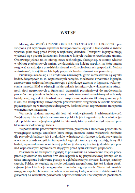 WSPÓŁCZESNE OBLICZA TRANSPORTU I LOGISTYKI (e-book) - obrazek 10