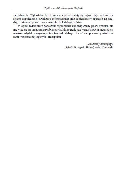 WSPÓŁCZESNE OBLICZA TRANSPORTU I LOGISTYKI (e-book) - obrazek 11