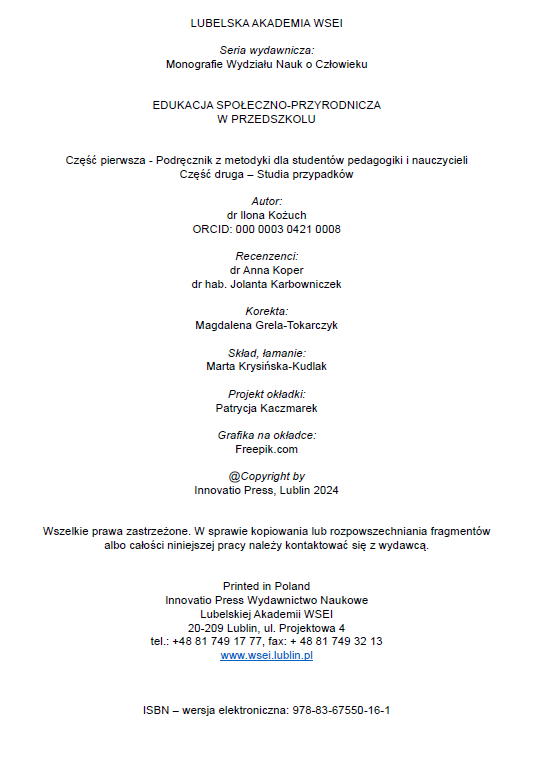 T. 25 EDUKACJA SPOŁECZNO-PRZYRODNICZA W PRZEDSZKOLU - PODRĘCZNIK, STUDIA PRZYPADKÓW (e-book) - obrazek 3