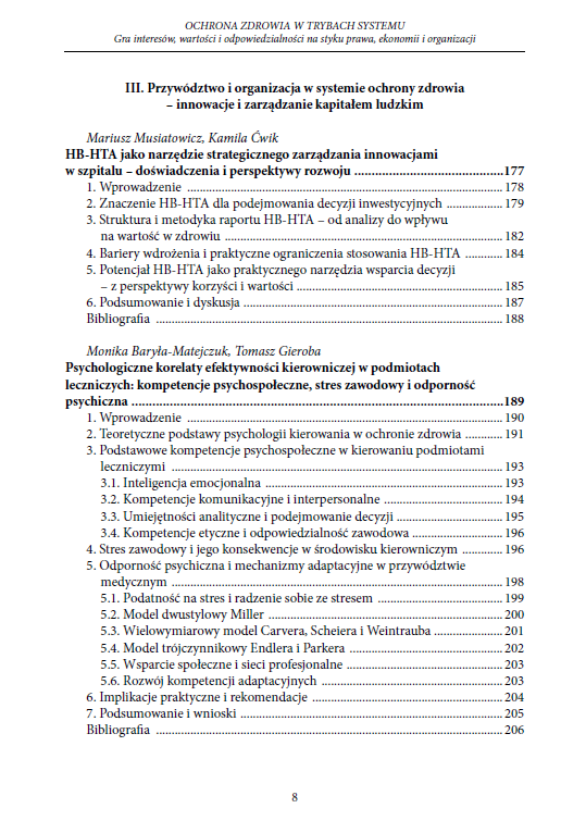 OCHRONA ZDROWIA W TRYBACH SYSTEMU. Gra interesów, wartości i odpowiedzialności na styku prawa, ekonomii i organizacji (e-book) - obrazek 8