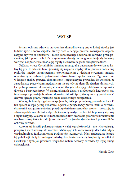 OCHRONA ZDROWIA W TRYBACH SYSTEMU. Gra interesów, wartości i odpowiedzialności na styku prawa, ekonomii i organizacji (e-book) - obrazek 11