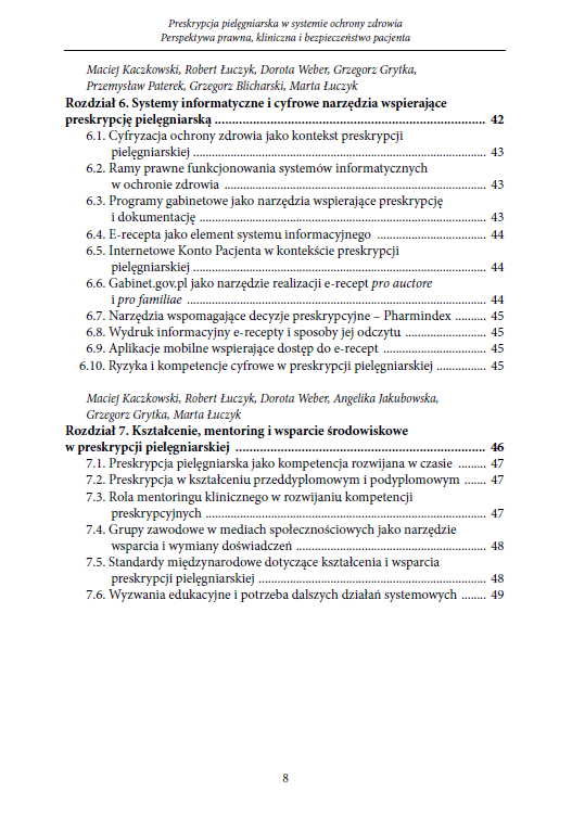 Preskrypcja pielęgniarska w systemie ochrony zdrowia. Perspektywa prawna, kliniczna i bezpieczeństwo pacjenta (e-book) - obrazek 9