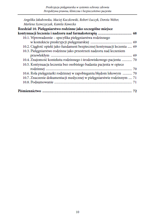 Preskrypcja pielęgniarska w systemie ochrony zdrowia. Perspektywa prawna, kliniczna i bezpieczeństwo pacjenta (e-book) - obrazek 11